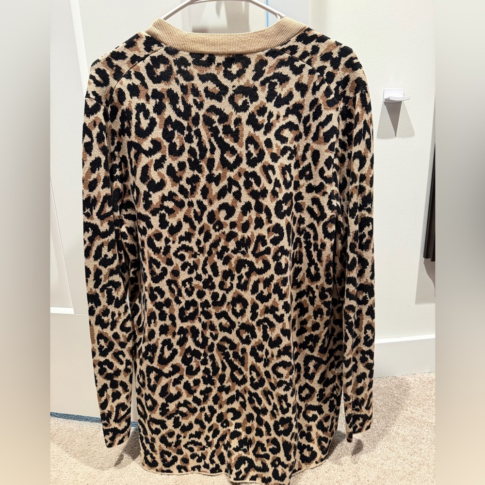 J.Crew Textured Knit Sweater in Tan and Cream, Leopard Print - Picture 4 of 4